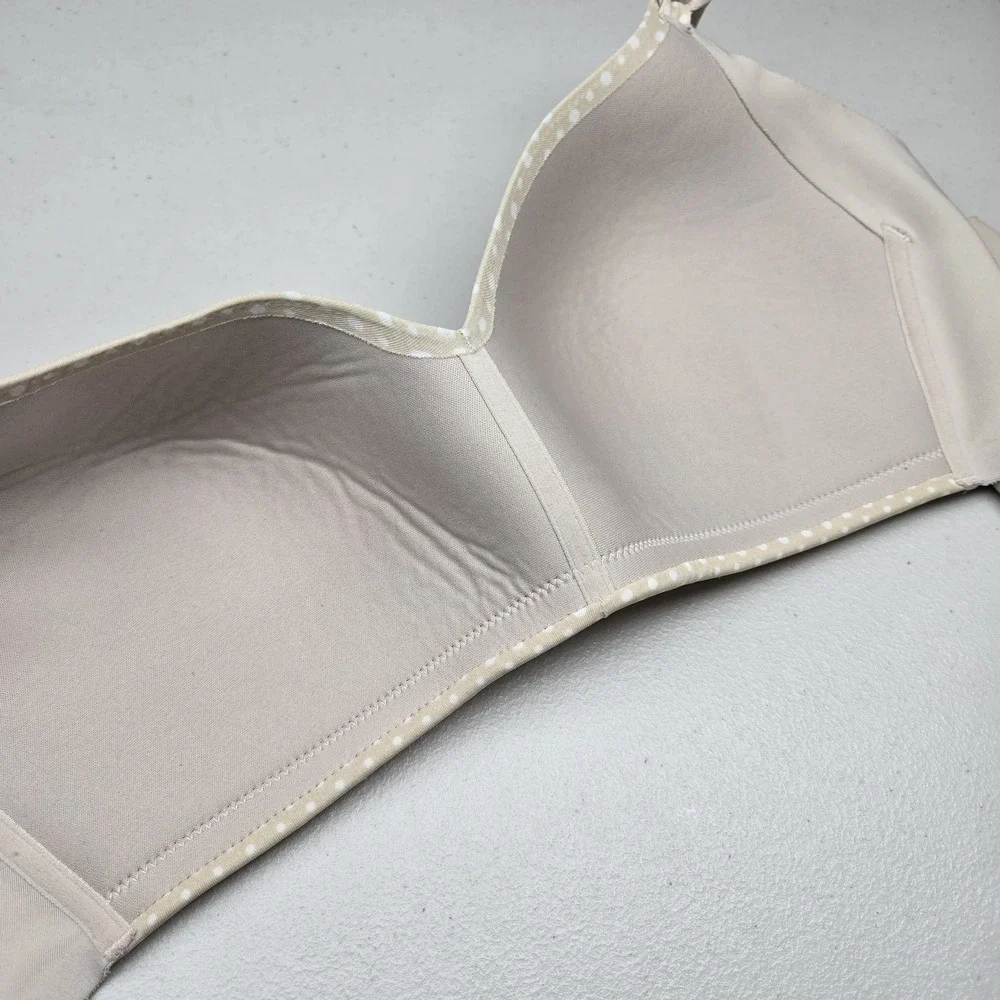 Warners Women Bra 40C Beige Polka Dot T Shirt Wireless Strap READ